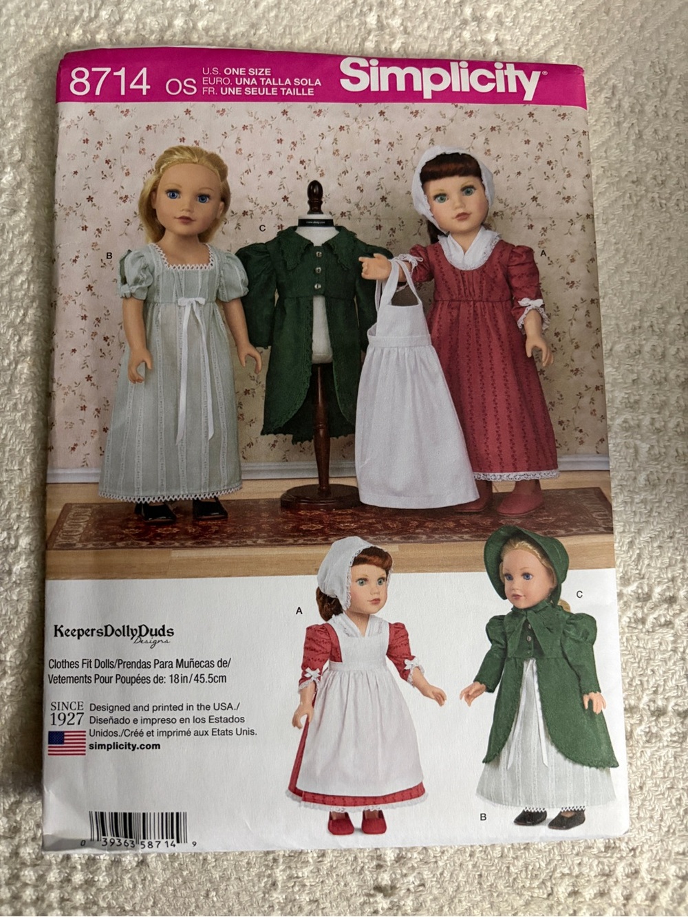 Simplicity Pattern 8174 for 18” Doll Clothes